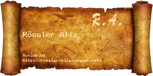 Rössler Aliz névjegykártya